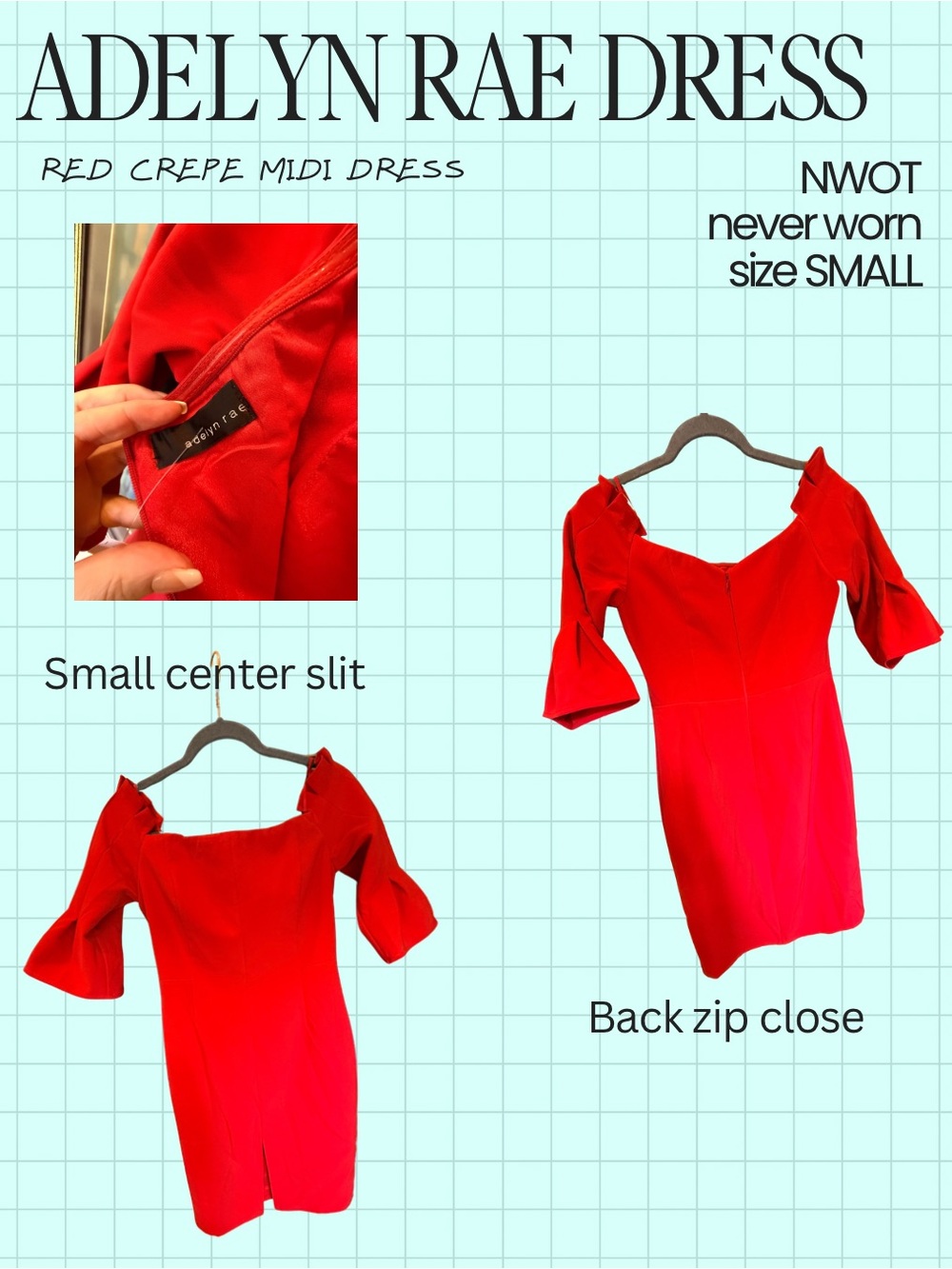 Adelyn Rae Red Off-Shoulder Crepe Midi Dress